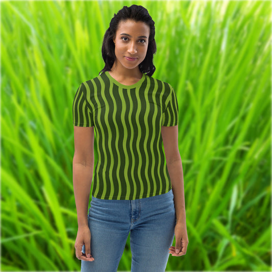 AllOver-Damen-T-Shirt - Streifen Grün
