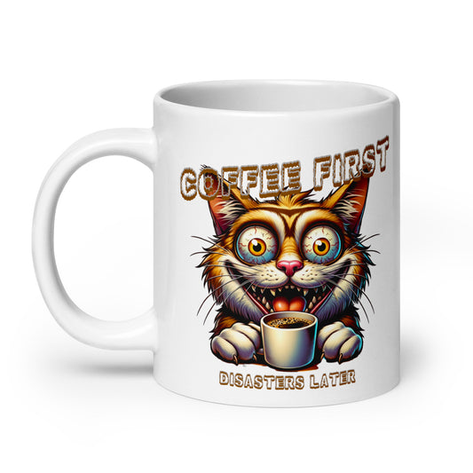 Weiße, glänzende Tasse - Coffee first