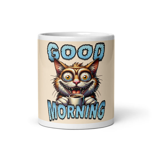 Weiße, glänzende Tasse - Good Morning Coffee