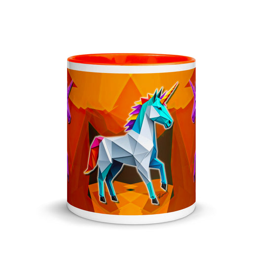 Tasse mit farbiger Innenseite - Origami-Einhorn
