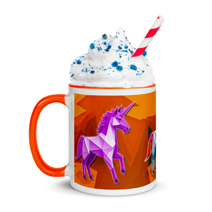 Tasse mit farbiger Innenseite - Origami-Einhorn