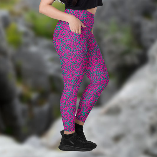 Leggings mit Taschen - Türkise Steine