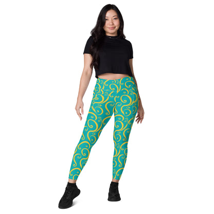 Leggings mit Taschen - Gelbe Welle