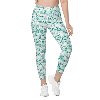 Leggings mit Taschen - Grüne Pünktchen