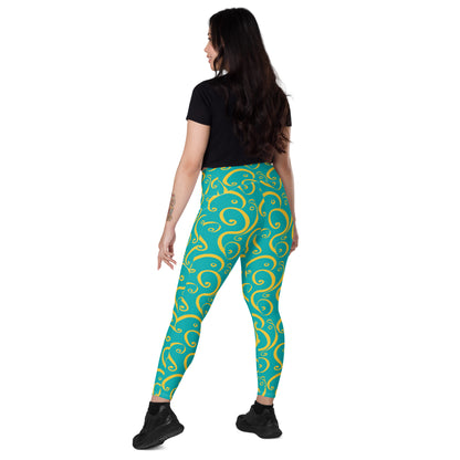 Leggings mit Taschen - Gelbe Welle