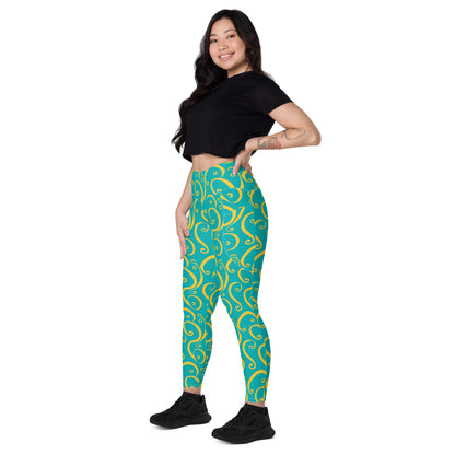 Leggings mit Taschen - Gelbe Welle