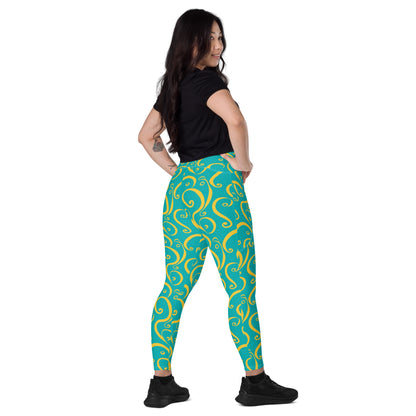 Leggings mit Taschen - Gelbe Welle
