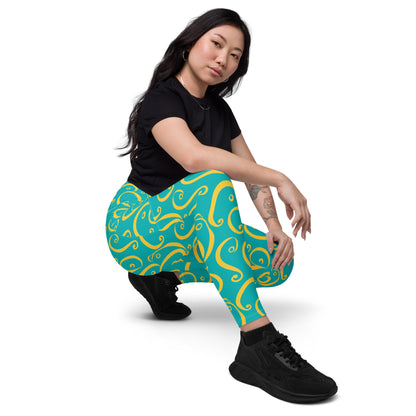 Leggings mit Taschen - Gelbe Welle