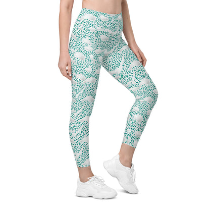 Leggings mit Taschen - Grüne Pünktchen