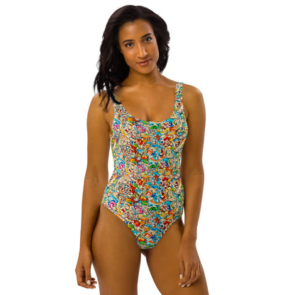 Einteiliger Badeanzug - bunte Ornamente
