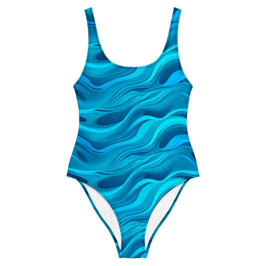 Einteiliger Badeanzug - blaue Welle