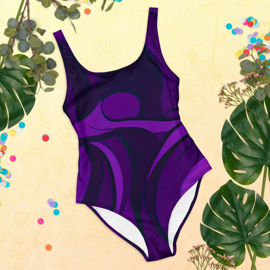 Einteiliger Badeanzug - Black-Violett