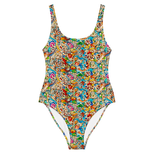 Einteiliger Badeanzug - bunte Ornamente