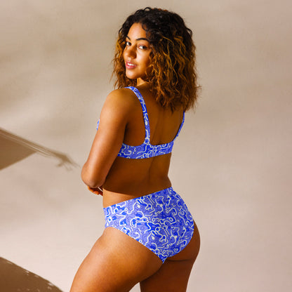 High Waist Bikini - weiße Linien