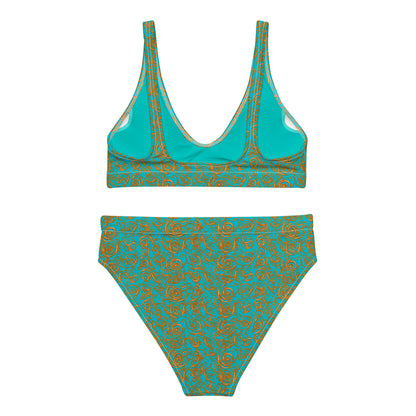 High Waist Bikini - Türkis Barock