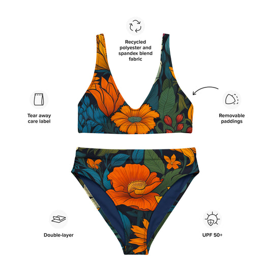 High Waist Bikini  - Blumenwiese