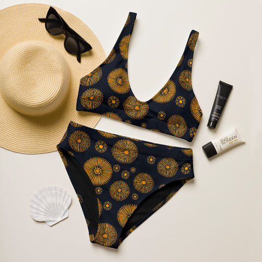 High Waist Bikini - Sonne-Schwarz