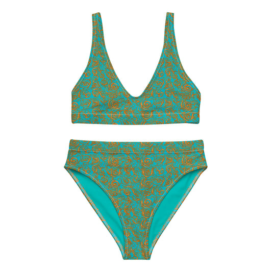 High Waist Bikini - Türkis Barock