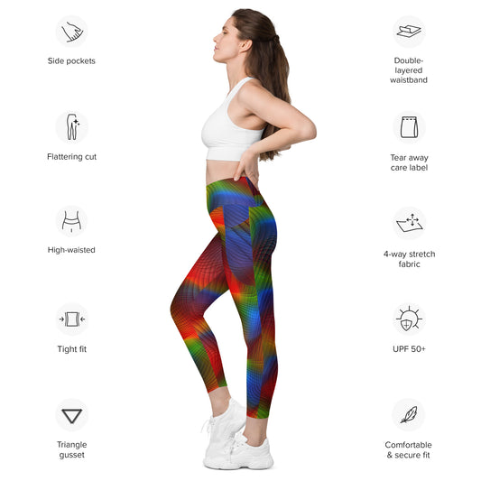 Leggings mit Taschen - Bunte Wellen-Streifen
