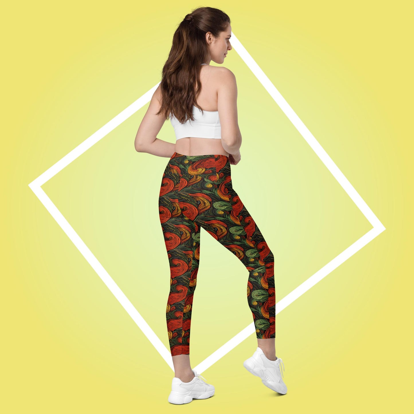 Leggings mit Taschen - Rotes Paisley