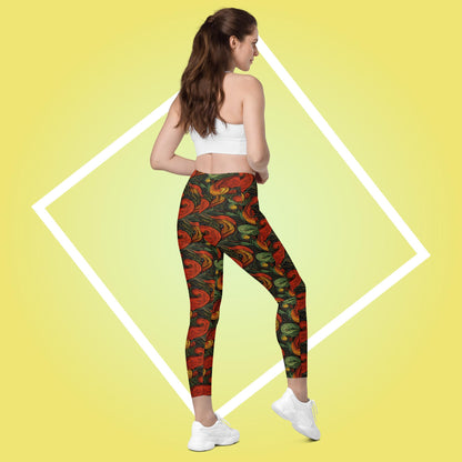 Leggings mit Taschen - Rotes Paisley