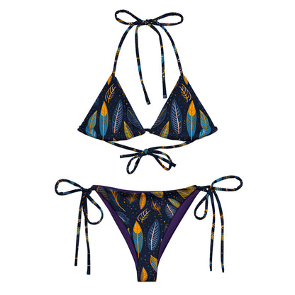 Schnürbikini - Blaue Feder