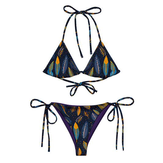 Schnürbikini - Blaue Feder