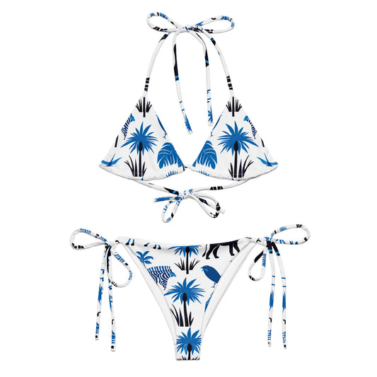Schnürbikini - Afrika Blau Weiß