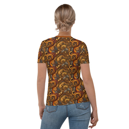 AllOver-Damen-T-Shirt - Paisley-Herbstfarben