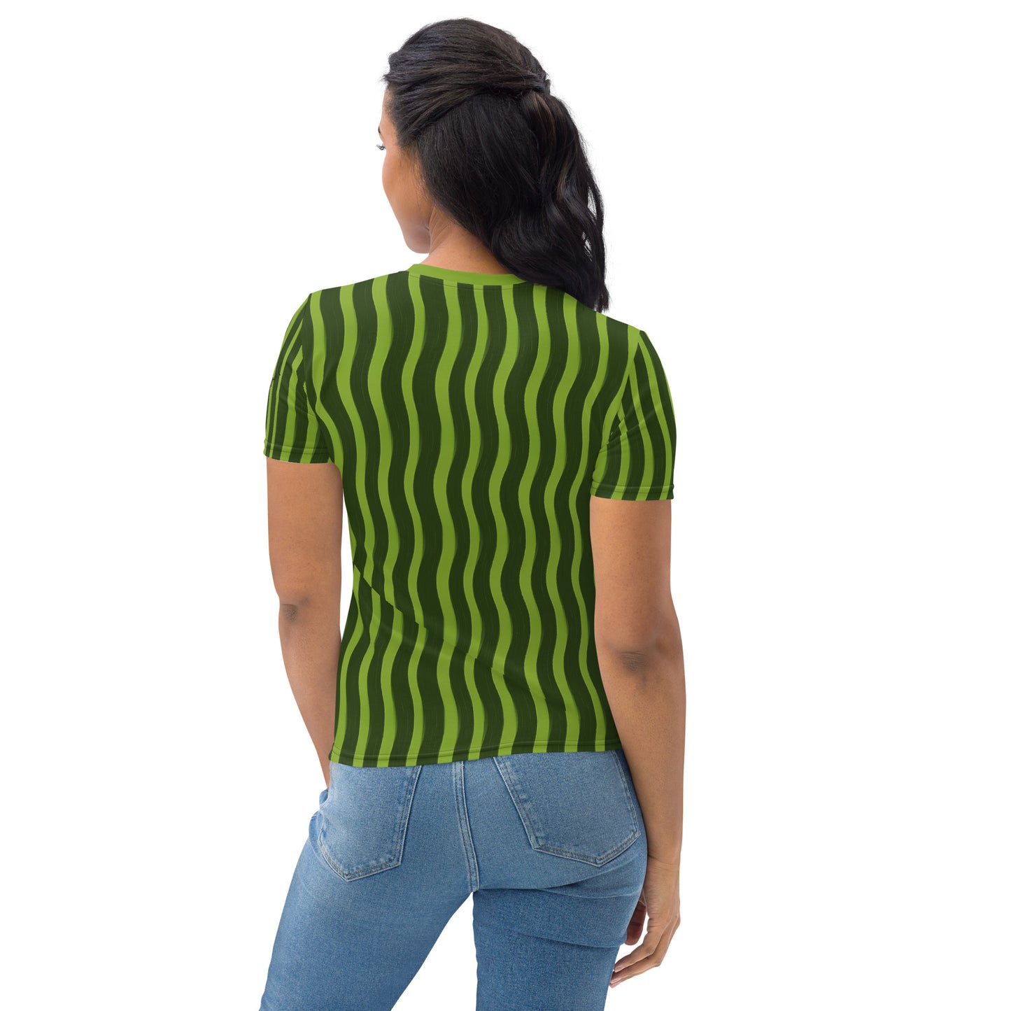 AllOver-Damen-T-Shirt - Streifen Grün