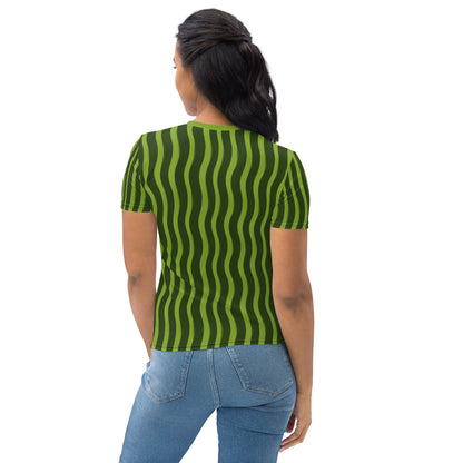 AllOver-Damen-T-Shirt - Streifen Grün