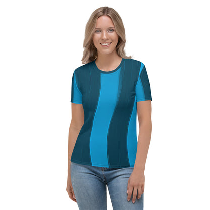 AllOver-Damen-T-Shirt - breite Streifen-Blau