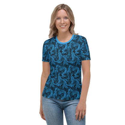 AllOver-Damen-T-Shirt - Exoticblüte-Blau