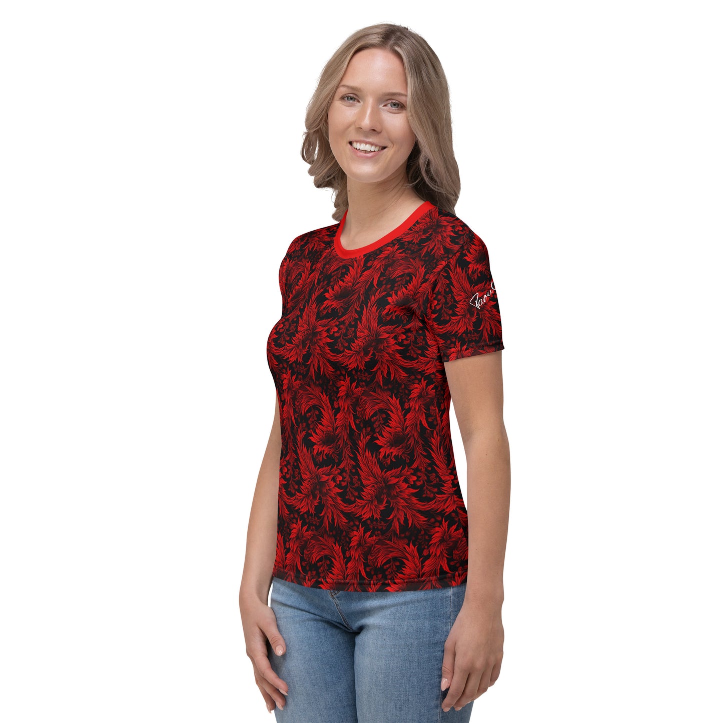 AllOver-Damen-T-Shirt - Exoticblüte-Rot
