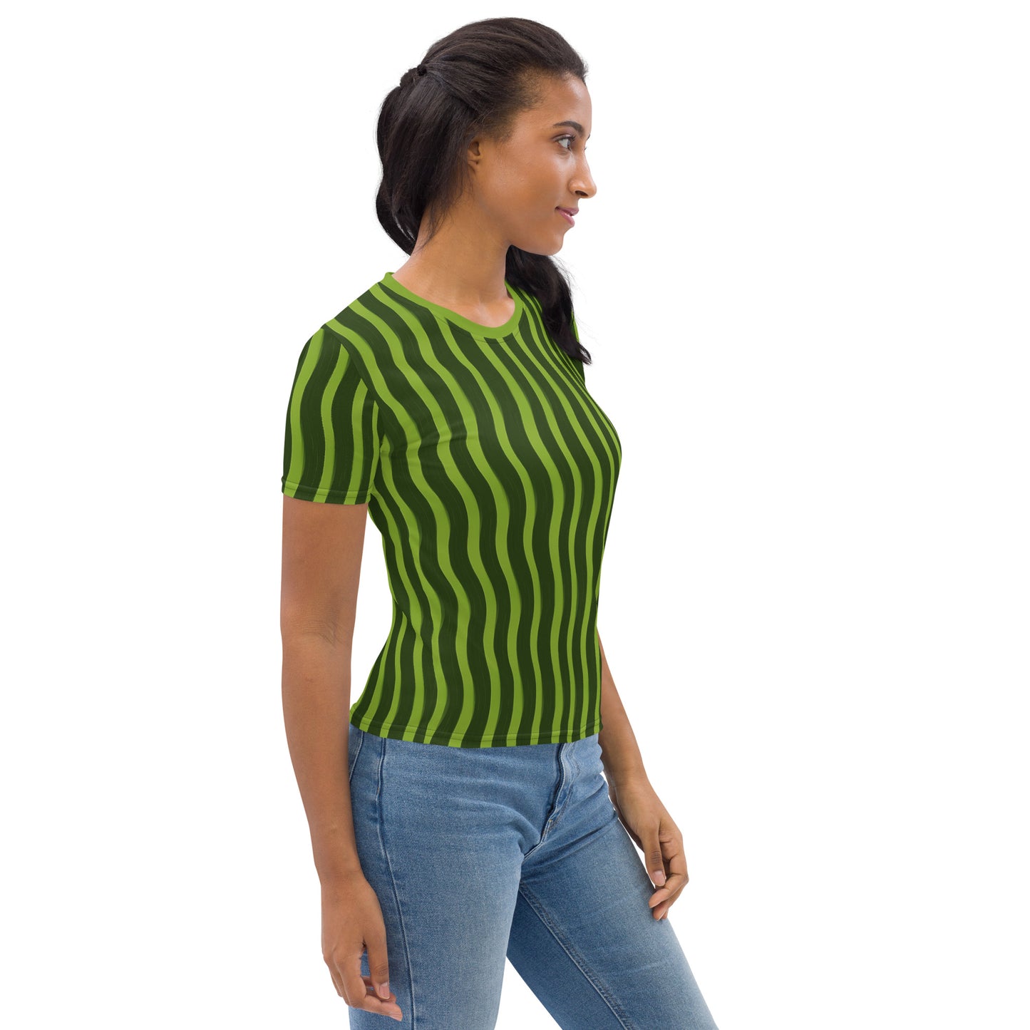 AllOver-Damen-T-Shirt - Streifen Grün
