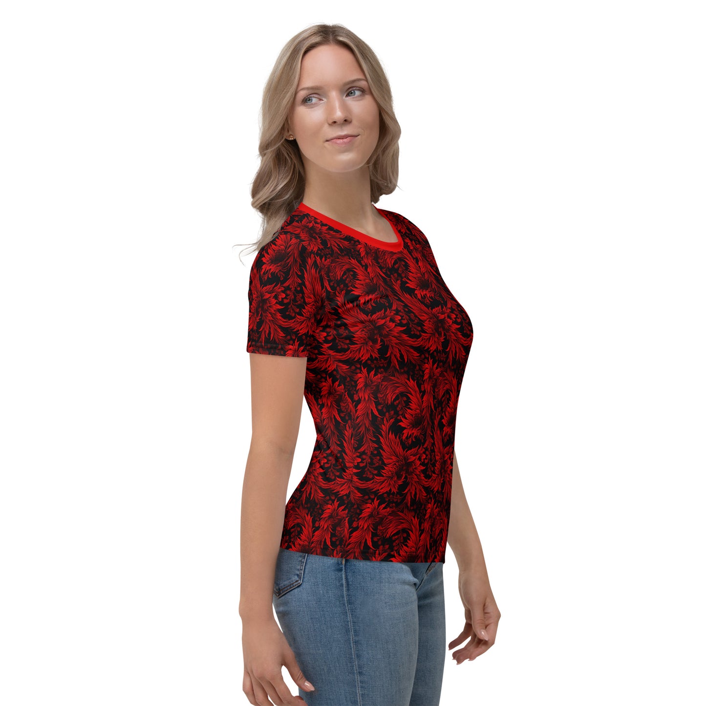 AllOver-Damen-T-Shirt - Exoticblüte-Rot