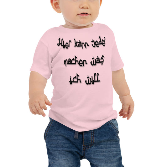 Kurzärmeliges Baby-Jersey-T-Shirt - Hier kann jeder....
