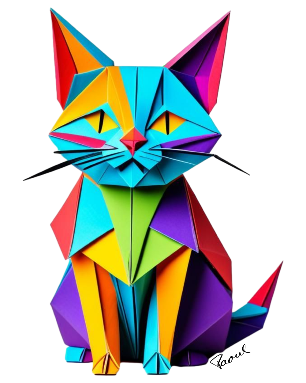 DryBlend® T-Shirt - Origami die bunte Katze