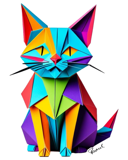 DryBlend® T-Shirt - Origami die bunte Katze