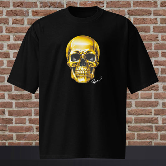 Schweres oversized T-Shirt - golden Skull