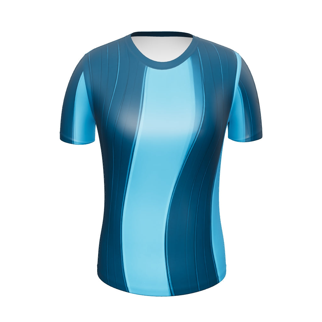AllOver-Damen-T-Shirt - breite Streifen-Blau