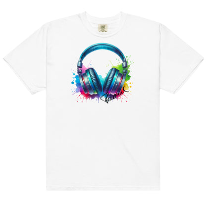 Schweres textilgefärbtes Unisex-T-Shirt - Headphones