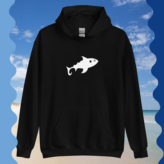 Damen-Kapuzenpullover - Fisch (weiß)