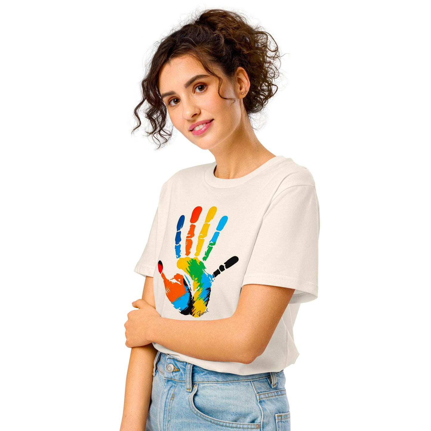 Damen - Mittelschweres Bio-T-Shirt - Six Finger Color Hand