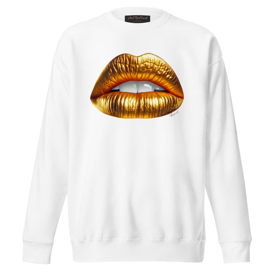 Damen-Premium-Pullover - goldene Lippen