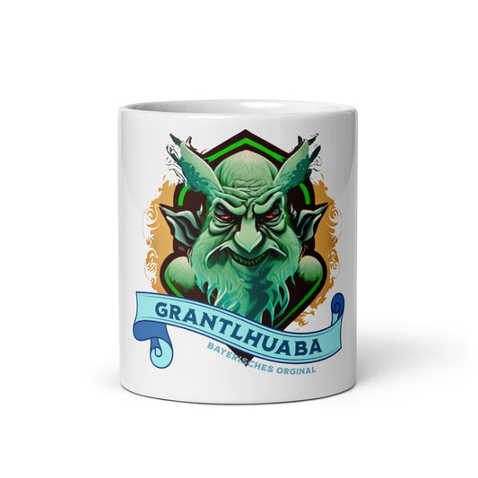 Weiße, glänzende Tasse - Bayerischer Grantlhuaba
