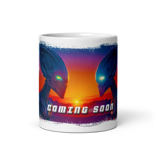 Weiße, glänzende Tasse - Coming Soon