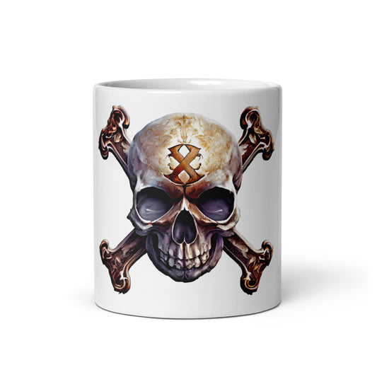 Weiße, glänzende Tasse - Totenkopf-Skull