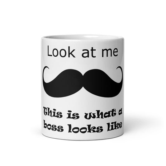 Weiße, glänzende Tasse - look at me