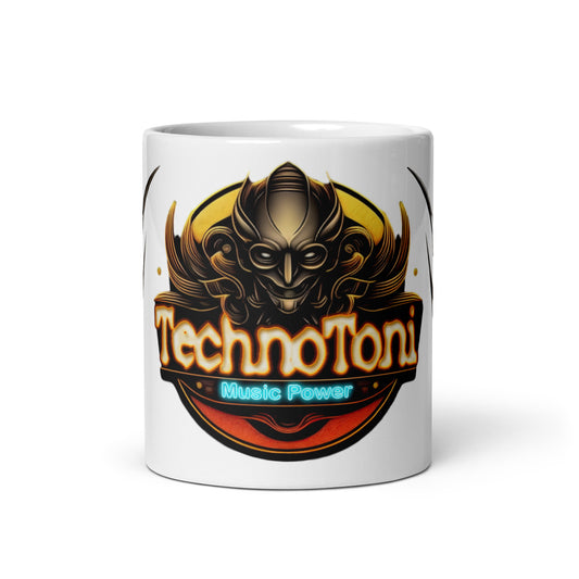 Weiße, glänzende Tasse - Techno Toni